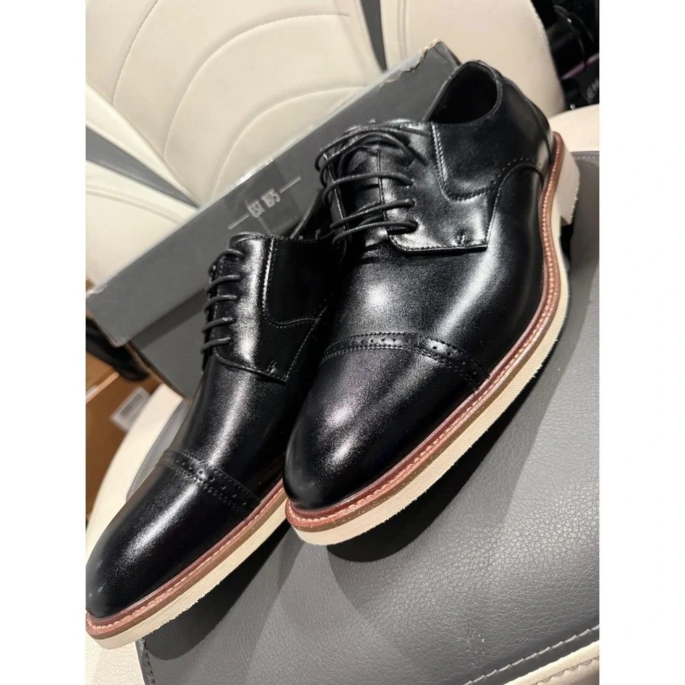Stacy Adams Oxford Shoes‎ Mens 10 Black New Redzone Cap Toe Leather Lace Up